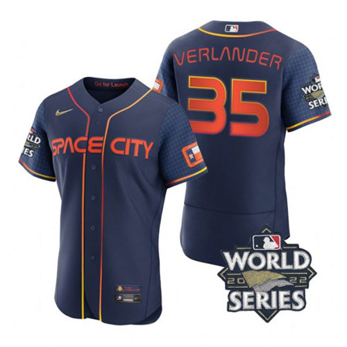 Astros #35 Justin Verlander Navy Nike 2022 World Series City Connect Flexbase Jersey->houston astros->MLB Jersey