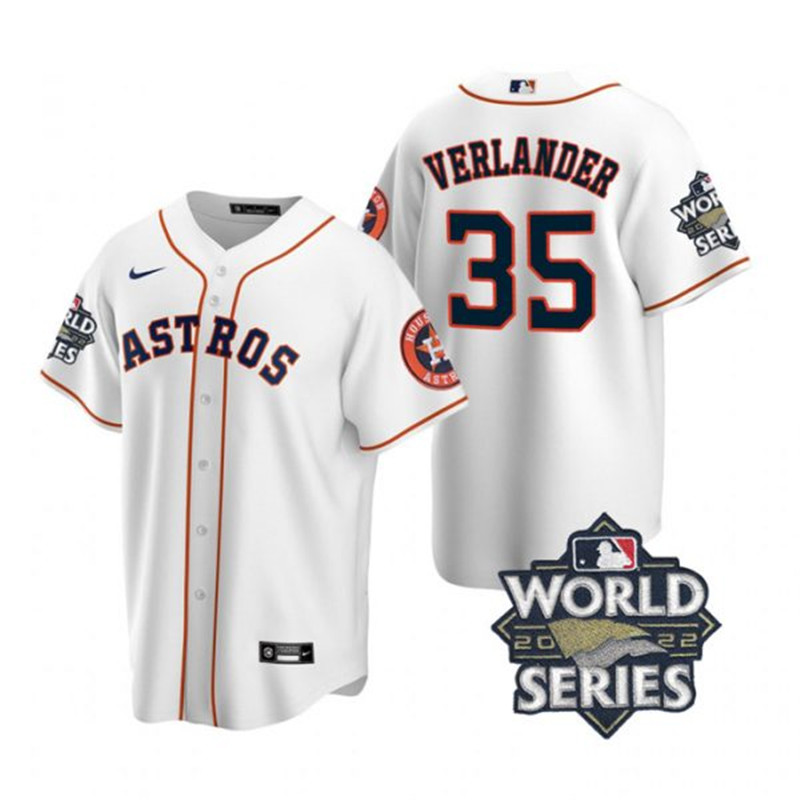 Astros #35 Justin Verlander White Nike 2022 World Series Cool Base Jersey->houston astros->MLB Jersey