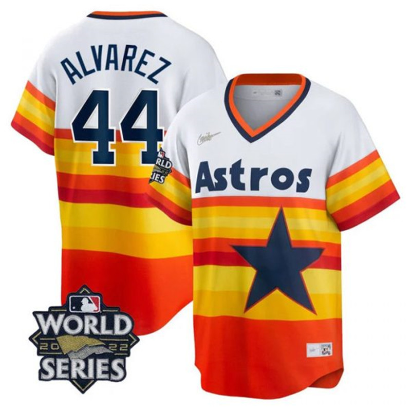 Astros #44 Yordan Alvarez Multi Color Nike 2022 World Series Cool Base Jersey->houston astros->MLB Jersey