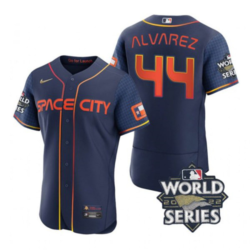 Astros #44 Yordan Alvarez Navy Nike 2022 World Series City Connect Flexbase Jersey->houston astros->MLB Jersey
