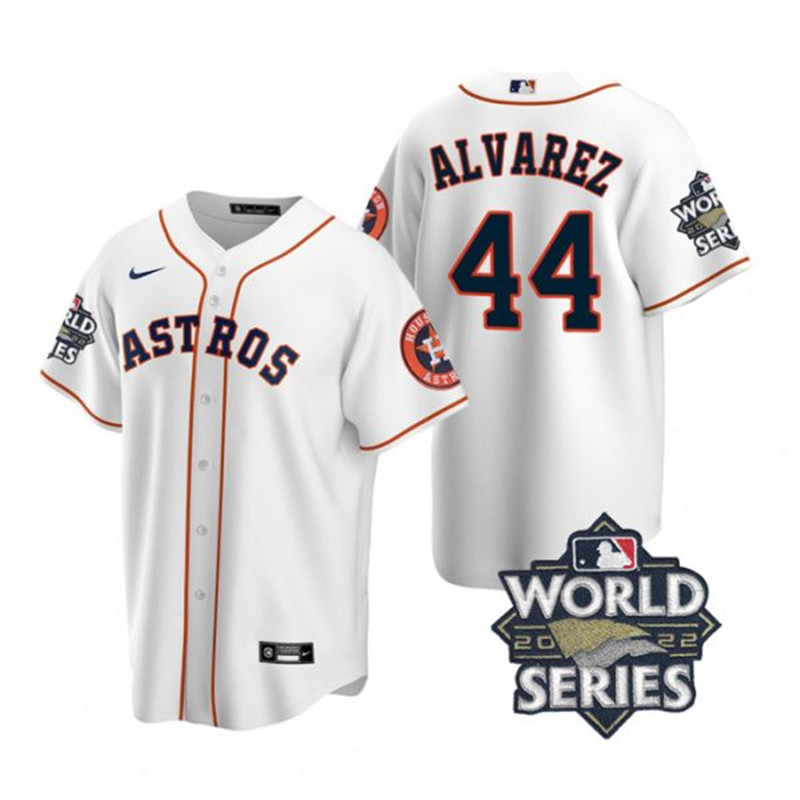 Astros #44 Yordan Alvarez White Nike 2022 World Series Cool Base Jersey->houston astros->MLB Jersey
