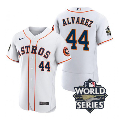 Astros #44 Yordan Alvarez White Nike 2022 World Series Flexbase Jersey->houston astros->MLB Jersey