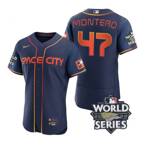 Astros #47 Rafael Montero Navy Nike 2022 World Series City Connect Flexbase Jersey->houston astros->MLB Jersey