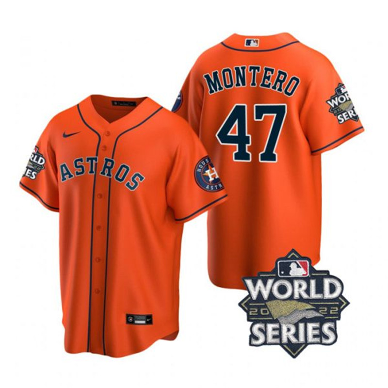 Astros #47 Rafael Montero Orange Nike 2022 World Series Cool Base Jersey->houston astros->MLB Jersey