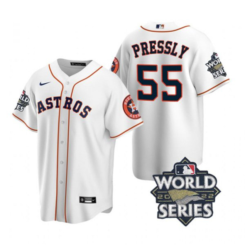 Astros #55 Ryan Pressly White Nike 2022 World Series Cool Base Jersey->houston astros->MLB Jersey