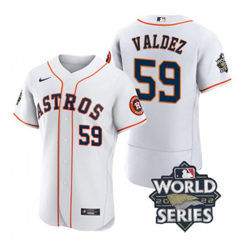 Astros #59 Framber Valdez White Nike 2022 World Series Flexbase Jersey->houston astros->MLB Jersey
