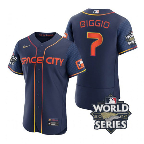 Astros #7 Craig Biggio Navy Nike 2022 World Series City Connect Flexbase Jersey->houston astros->MLB Jersey