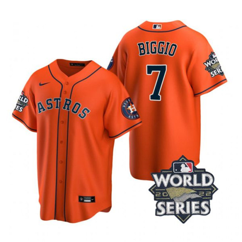 Astros #7 Craig Biggio Orange Nike 2022 World Series Cool Base Jersey->houston astros->MLB Jersey