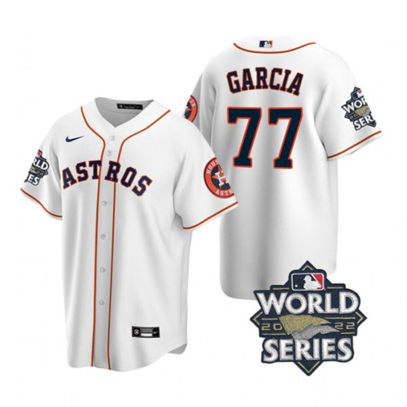 Astros #77 Luis Garcia White Nike 2022 World Series Cool Base Jersey->houston astros->MLB Jersey