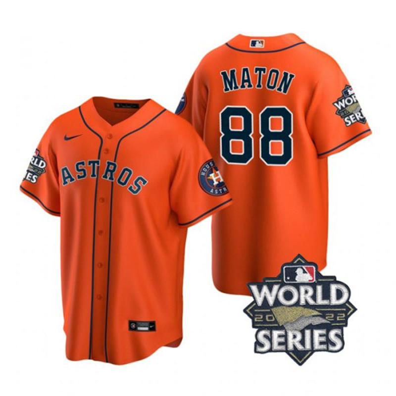 Astros #88 Phil Maton Orange Nike 2022 World Series Cool Base Jersey->houston astros->MLB Jersey