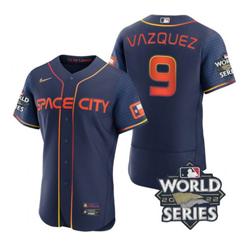 Astros #9 Christian Vazquez Navy Nike 2022 World Series City Connect Flexbase Jersey->houston astros->MLB Jersey