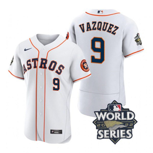Astros #9 Christian Vazquez White Nike 2022 World Series Flexbase Jersey->houston astros->MLB Jersey