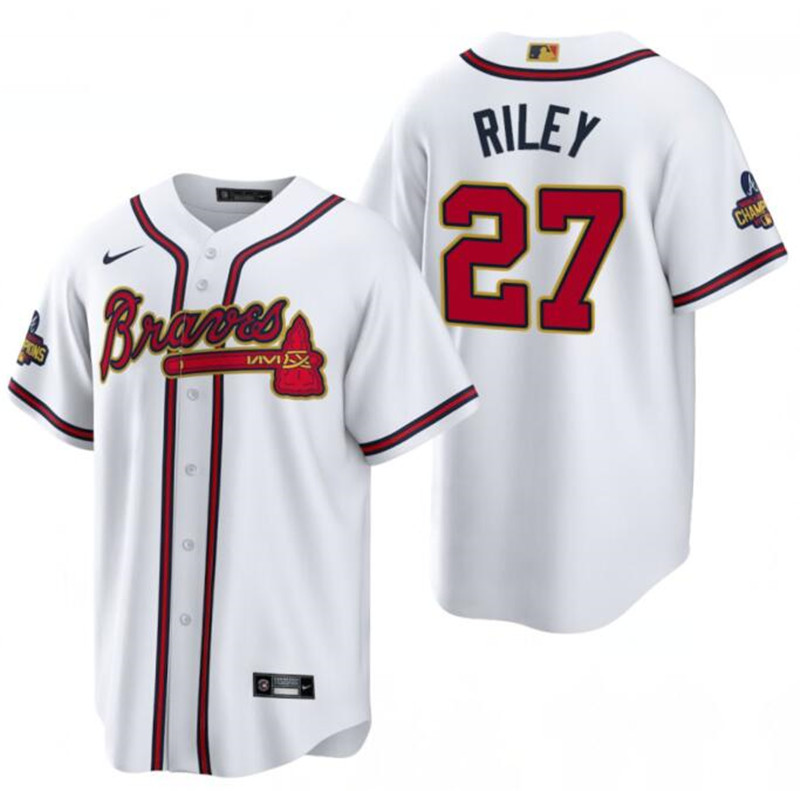 Braves #27 Austin Riley White 2022 Gold Program Nike Cool Base Jersey->atlanta braves->MLB Jersey