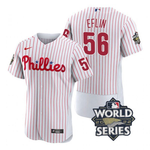 Phillies #56 Zach Eflin White Nike 2022 World Series Flexbase Jersey->philadelphia phillies->MLB Jersey