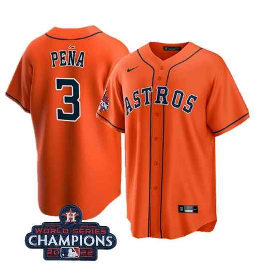 Men Houston Astros #3 Jeremy Pena Orange 2022 World Series Champions Cool Base Stitched Baseball Jersey->houston astros->MLB Jersey