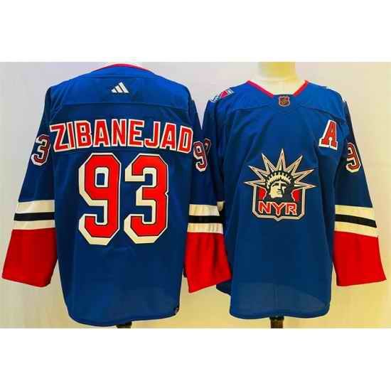 Men New York Rangers 93 Mika Zibanejad Blue 2022 #23 Reverse Retro Stitched Jersey->pittsburgh penguins->NHL Jersey