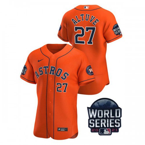 Houston Houston Astros #27 Jose Altuve  Men’s Nike 150th Anniversary 2021 World Series Authentic MLB Jersey – Orange Men’s->youth mlb jersey->Youth Jersey