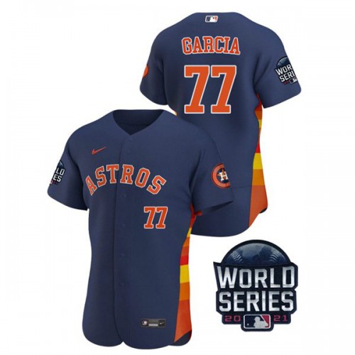 Houston Houston Astros #77 Luis Garcia Men’s Nike 150th Anniversary 2021 World Series Authentic MLB Jersey – Navy Men’s->houston astros->MLB Jersey