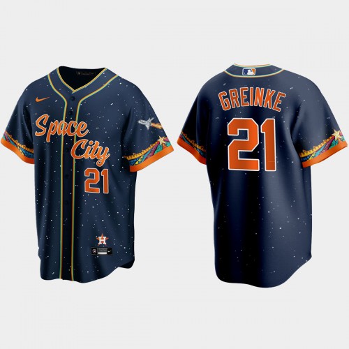 Houston Houston Astros #21 Zack Greinke Navy Men’s Nike 2021 City Connect Replica MLB Jersey Men’s->houston astros->MLB Jersey