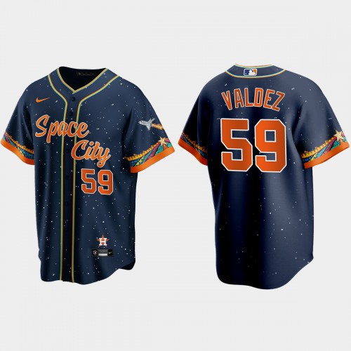 Houston Houston Astros #59 Framber Valdez Navy Men’s Nike 2021 City Connect Replica MLB Jersey Men’s->youth mlb jersey->Youth Jersey