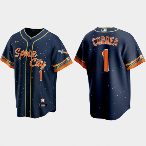 Houston Houston Astros #1 Carlos Correa Navy Men’s Nike 2021 City Connect Replica MLB Jersey Men’s->youth mlb jersey->Youth Jersey