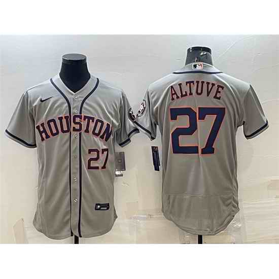 Men Houston Astros #27 Jose Altuve Grey Flex Base Stitched Baseball Jersey->houston astros->MLB Jersey