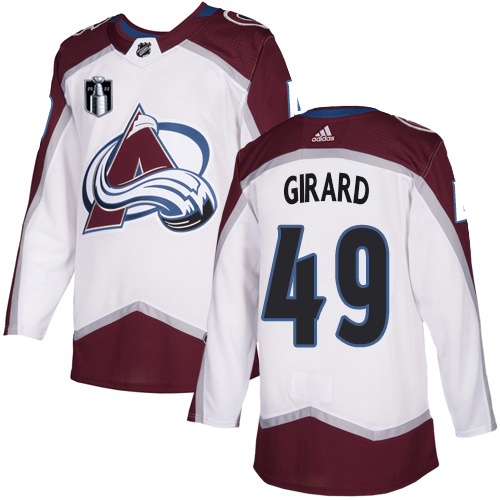 Adidas Colorado Avalanche #49 Samuel Girard White 2022 Stanley Cup Final Patch Road Authentic Stitched NHL Jersey Men’s->youth nhl jersey->Youth Jersey