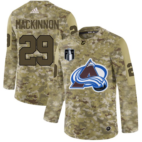 Adidas Colorado Avalanche #29 Nathan MacKinnon Camo 2022 Stanley Cup Final Patch Authentic Stitched NHL Jersey Men’s->youth nhl jersey->Youth Jersey