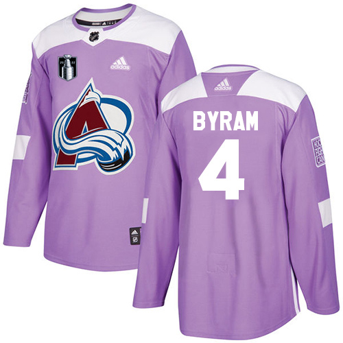 Adidas Colorado Avalanche #4 Bowen Byram Purple 2022 Stanley Cup Final Patch Authentic Fights Cancer Stitched NHL Jersey Men’s->youth nhl jersey->Youth Jersey