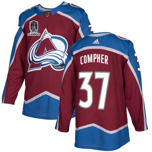 Adidas Colorado Avalanche #37 J.T. Compher Burgundy 2022 Stanley Cup Champions Burgundy Home Authentic Stitched NHL Jersey Men’s->youth nhl jersey->Youth Jersey