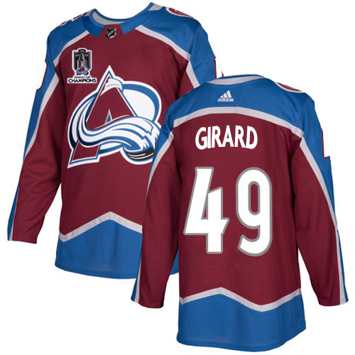 Adidas Colorado Avalanche #49 Samuel Girard Burgundy 2022 Stanley Cup Champions Burgundy Home Authentic Stitched NHL Jersey Men’s->youth nhl jersey->Youth Jersey