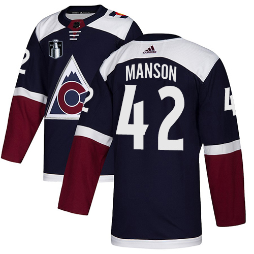 Adidas Colorado Avalanche #42 Josh Manson Navy 2022 Stanley Cup Final Patch Alternate Authentic Stitched NHL Jersey Men’s->youth nhl jersey->Youth Jersey