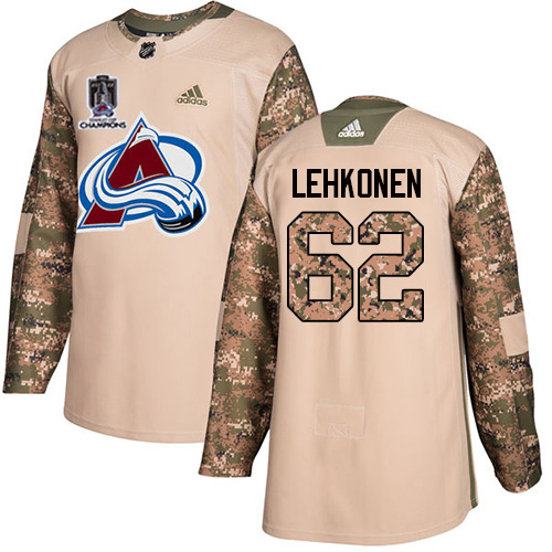 Adidas Colorado Avalanche #62 Artturi Lehkonen Camo Authentic 2022 Stanley Cup Champions Veterans Day Stitched NHL Jersey Men’s->youth nhl jersey->Youth Jersey