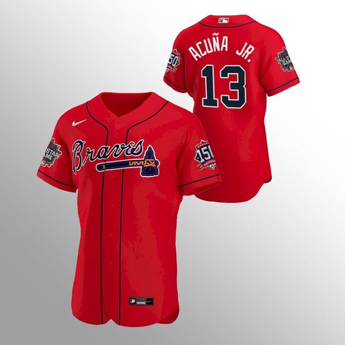 Atlanta Atlanta Braves #13 Ronald Acuna Jr. Men’s Nike 150th Anniversary 2021 World Series Authentic MLB Jersey – Red Men’s->atlanta braves->MLB Jersey