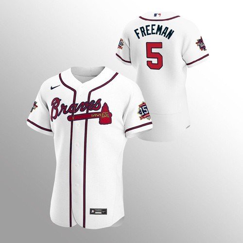 Atlanta Atlanta Braves #5 Freddie Freeman Men’s Nike 150th Anniversary 2021 World Series Authentic MLB Jersey – White Men’s->atlanta braves->MLB Jersey
