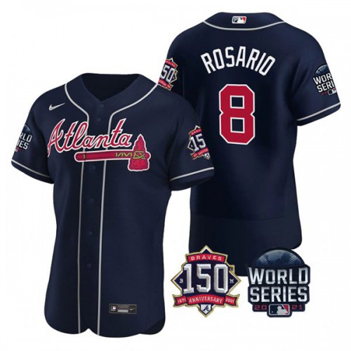 Atlanta Atlanta Braves #8 Eddie Rosario Men’s Nike 150th Anniversary 2021 World Series Authentic MLB Jersey – Navy Men’s->atlanta braves->MLB Jersey