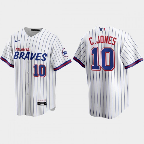 Atlanta Atlanta Braves #10 Chipper Jones White Men’s Nike 2021 City Connect Replica MLB Jersey Men’s->atlanta braves->MLB Jersey