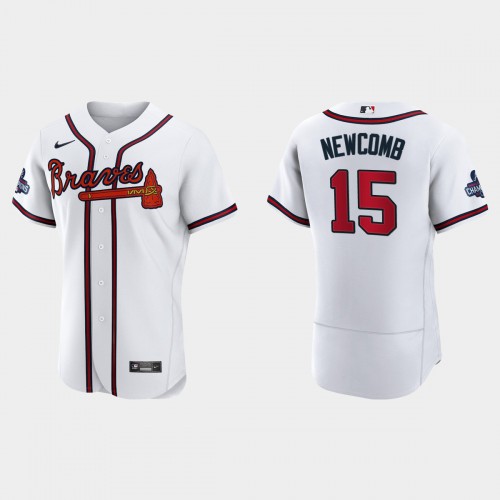 Atlanta Atlanta Braves #15 Sean Newcomb Men’s Nike 2021 World Series Champions Patch MLB Authentic Player Jersey – White Men’s->atlanta braves->MLB Jersey
