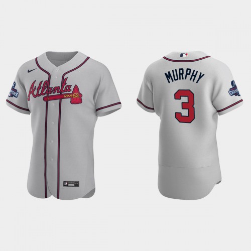 Atlanta Atlanta Braves #3 Dale Murphy Men’s Nike 2021 World Series Champions Patch MLB Authentic Player Jersey – Gray Men’s->atlanta braves->MLB Jersey