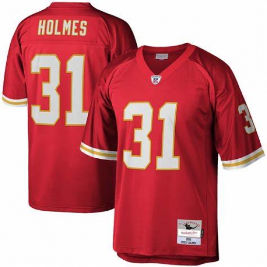 Men's Kansas City Chiefs Mitchell & Ness Priest Holmes #31 Red Throwback Stitched NFL jersey->kansas city chiefs->NFL Jersey