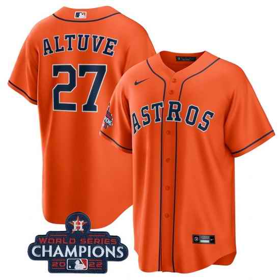 Men Houston Astros #27 Jose Altuve Orange 2022 World Series Champions Stitched Baseball Jersey->houston astros->MLB Jersey