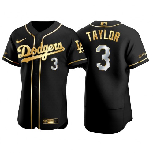 Los Angeles Los Angeles Dodgers #3 Chris Taylor Men’s Nike Authentic 2021 Gold Program MLB Jersey Black Men’s->youth mlb jersey->Youth Jersey