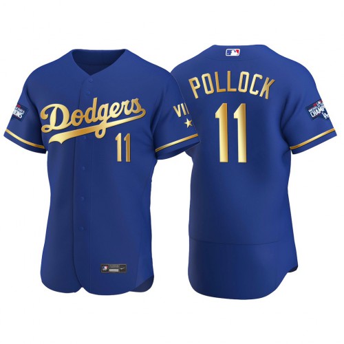 Los Angeles Los Angeles Dodgers #11 A.J. Pollock Men’s Nike Authentic 2021 Gold Program World Series Champions MLB Jersey Royal Men’s->los angeles dodgers->MLB Jersey