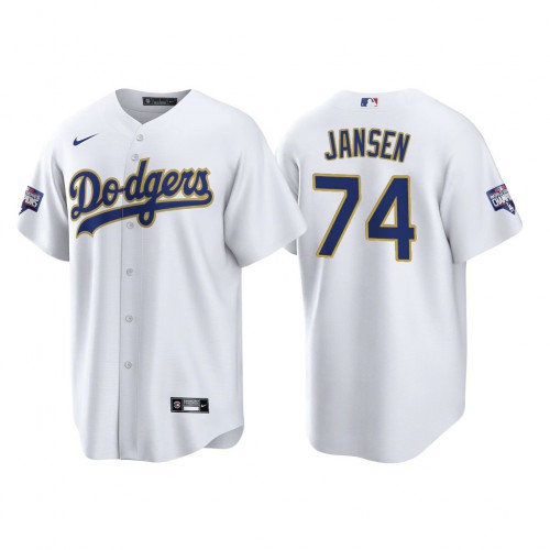 Los Angeles Los Angeles Dodgers #74 Kenley Jansen Men’s Nike 2021 Gold Program World Series Champions MLB Jersey Whtie Men’s->youth mlb jersey->Youth Jersey