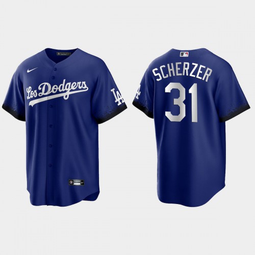 Los Angeles Los Angeles Dodgers #31 Max Scherzer Nike Men’s 2021 City Connect Game MLB Jersey Royal Men’s->youth mlb jersey->Youth Jersey