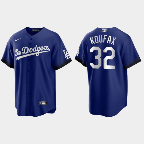 Los Angeles Los Angeles Dodgers #32 Sandy Koufax Nike Men’s 2021 City Connect Game MLB Jersey Royal Men’s->youth mlb jersey->Youth Jersey