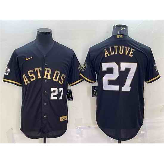 Men Houston Astros #27 Jose Altuve Black Gold 2022 World Series Stitched Baseball Jersey->houston astros->MLB Jersey