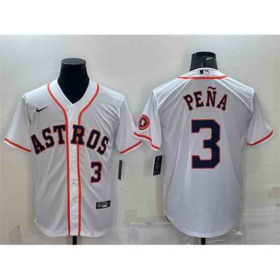 Men Houston Astros #3 Jeremy Pena White With Patch Cool Base Stitched Jersey_1->houston astros->MLB Jersey