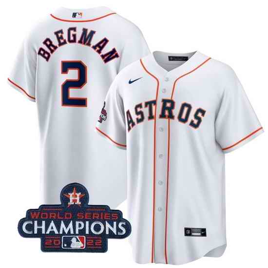 Men Houston Astros #2 Alex Bregman White 2022 World Series Champions Home Stitched Baseball Jersey->houston astros->MLB Jersey