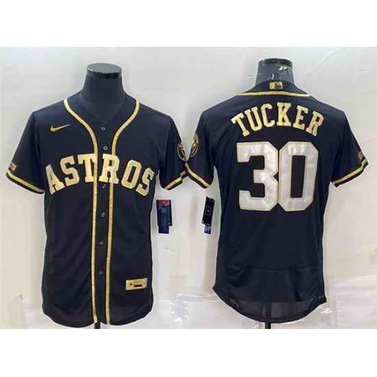 Men Houston Astros #30 Kyle Tucker Black Gold Flex Base Stitched Jersey->los angeles dodgers->MLB Jersey